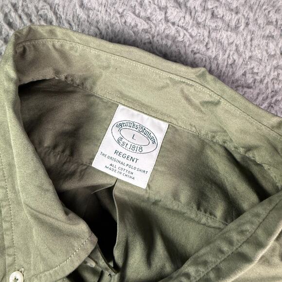 Brooks Brothers Shirt Mens Large Green Oxford Button Down OCBD Regent Logo - Picture 3 of 11